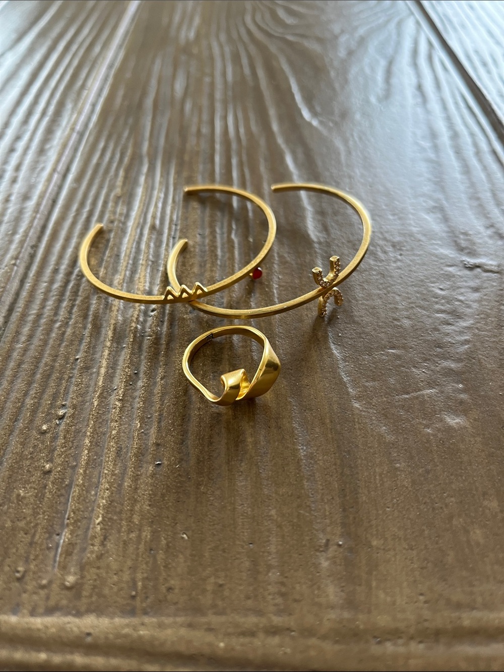 Madewell Jewelry Bundle - Gold Tone Two Bracelets and a Ring